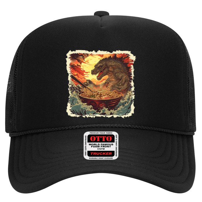 Funny Vintage Retro Japanese Great Wave Ramen Kaiju Monster Trucker Hat