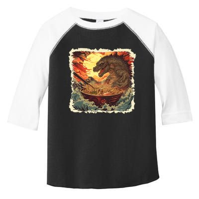 Funny Vintage Retro Japanese Great Wave Ramen Kaiju Monster Toddler Fine Jersey T-Shirt