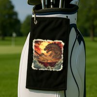 Funny Vintage Retro Japanese Great Wave Ramen Kaiju Monster Golf Towel