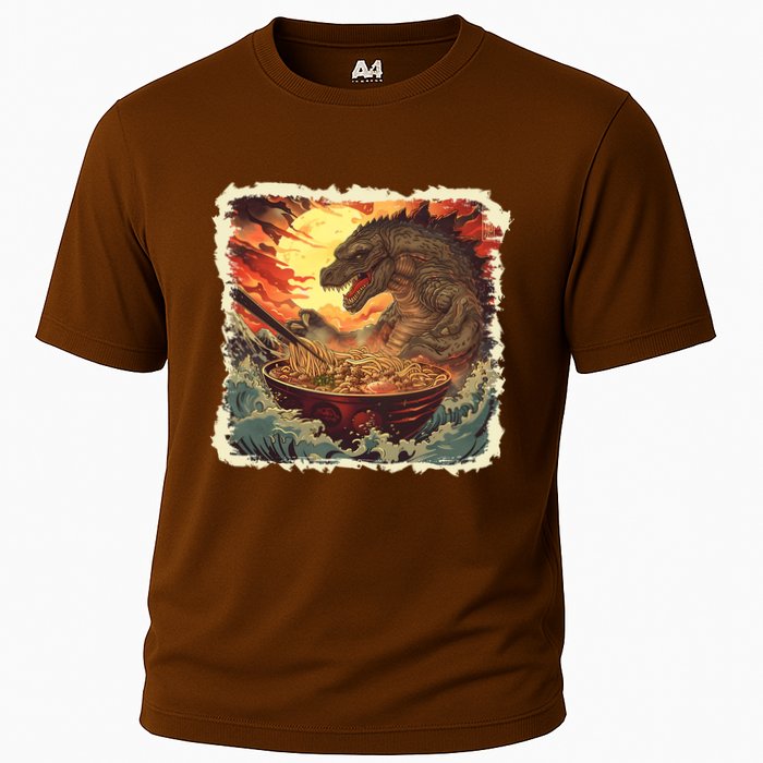 Funny Vintage Retro Japanese Great Wave Ramen Kaiju Monster Performance Shirt
