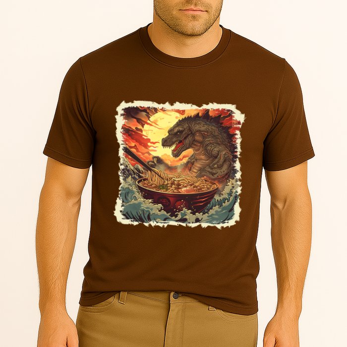 Funny Vintage Retro Japanese Great Wave Ramen Kaiju Monster Performance Shirt