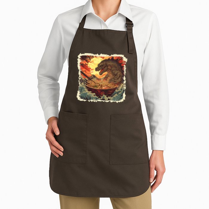 Funny Vintage Retro Japanese Great Wave Ramen Kaiju Monster Apron