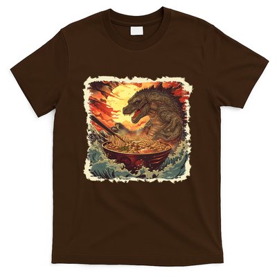 Funny Vintage Retro Japanese Great Wave Ramen Kaiju Monster T-Shirt