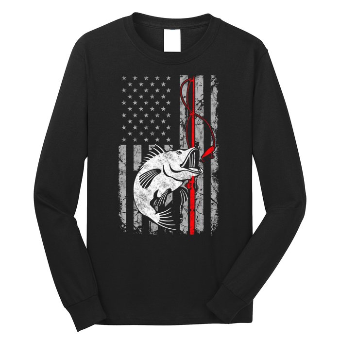 Fisherman Vintage Retro Fishing Flag Gift Long Sleeve Shirt