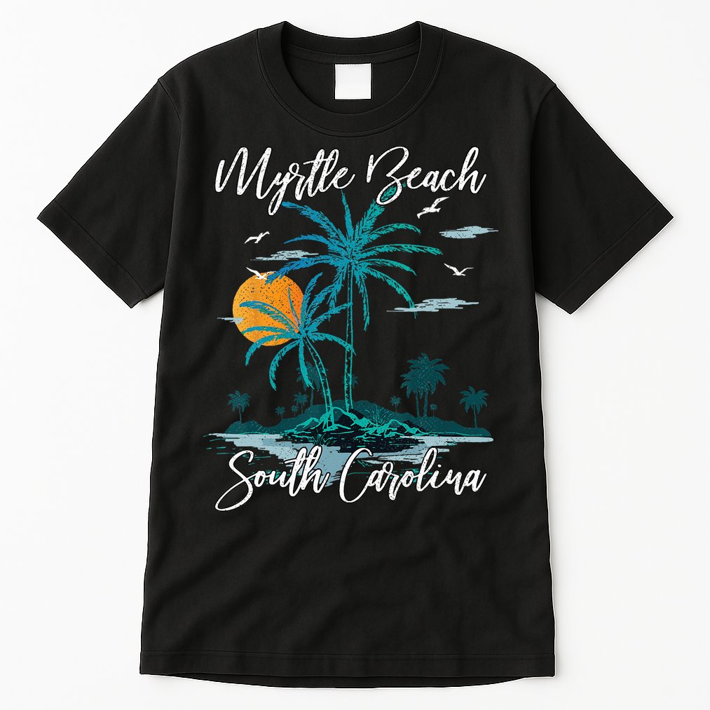 Family Vacation Retro Sunset South Carolina Myrtle Beach Tall T-Shirt