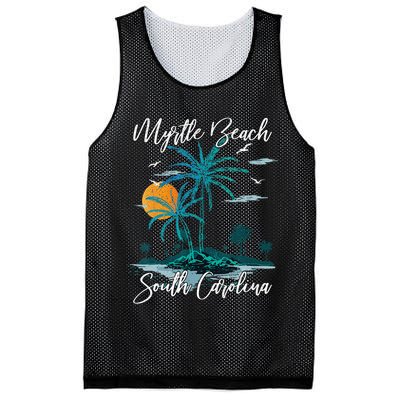 Family Vacation Retro Sunset South Carolina Myrtle Beach Mesh Reversible Basketball Jersey Tank