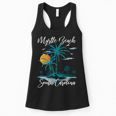 Family Vacation Retro Sunset South Carolina Myrtle Beach Womens Tank Top
