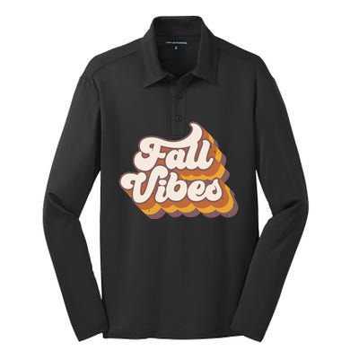 Fall Vibes Retro Fall Silk Touch Performance Long Sleeve Polo