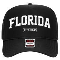 Florida Vintage State Athletic Style High Crown Mesh Back Trucker Hat