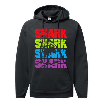 Funny Vintage Shark Design For Basking Goblin Shark Lovers Performance Fleece Hoodie