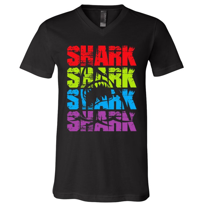 Funny Vintage Shark Design For Basking Goblin Shark Lovers V-Neck T-Shirt