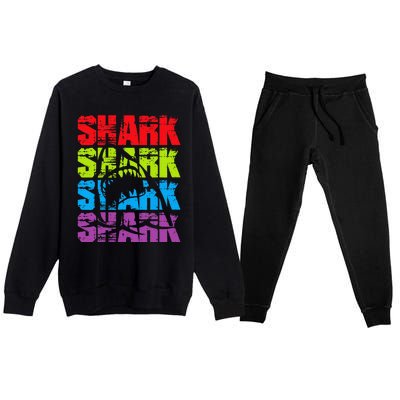 Funny Vintage Shark Design For Basking Goblin Shark Lovers Premium Crewneck Sweatsuit Set