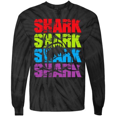 Funny Vintage Shark Design For Basking Goblin Shark Lovers Tie-Dye Long Sleeve Shirt