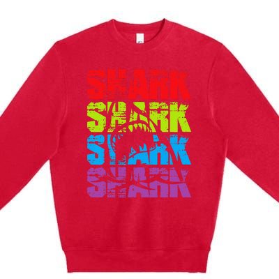 Funny Vintage Shark Design For Basking Goblin Shark Lovers Premium Crewneck Sweatshirt