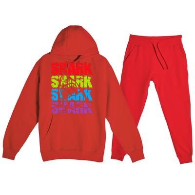 Funny Vintage Shark Design For Basking Goblin Shark Lovers Premium Hooded Sweatsuit Set