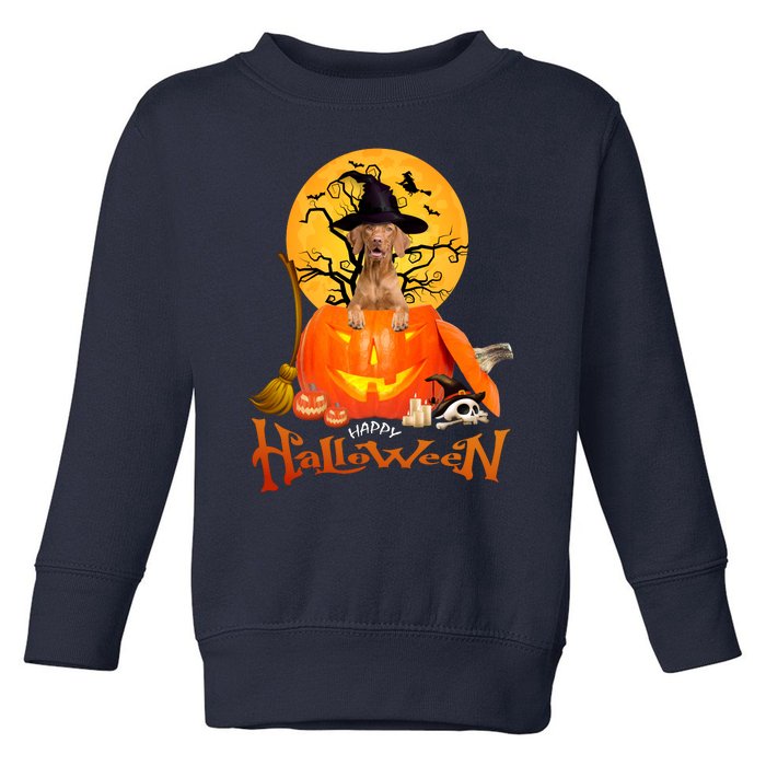 Funny Vizsla Spooky Halloween Toddler Sweatshirt