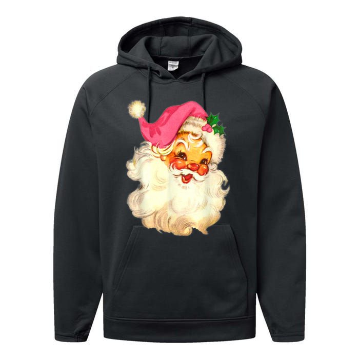 Funny Vintage Santa Claus Christmas Design Performance Fleece Hoodie