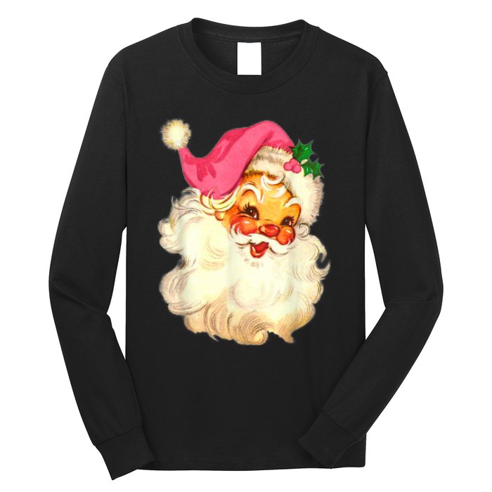 Funny Vintage Santa Claus Christmas Design Long Sleeve Shirt