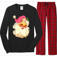 Funny Vintage Santa Claus Christmas Design Long Sleeve Pajama Set