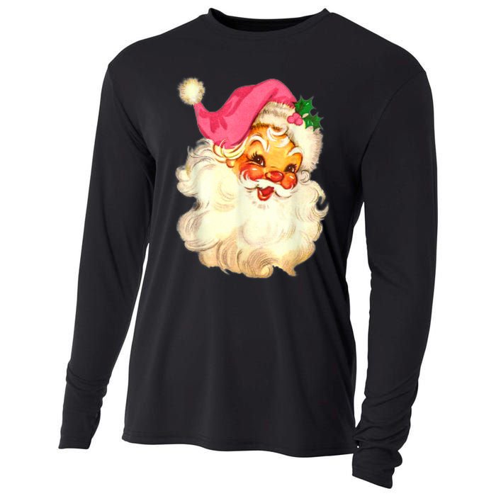 Funny Vintage Santa Claus Christmas Design Cooling Performance Long Sleeve Crew