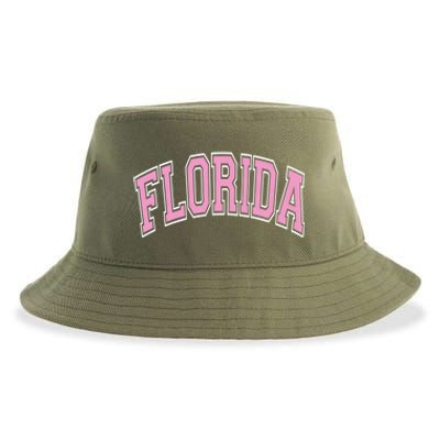 Florida Varsity Style Pink Text Meaningful Gift Sustainable Bucket Hat