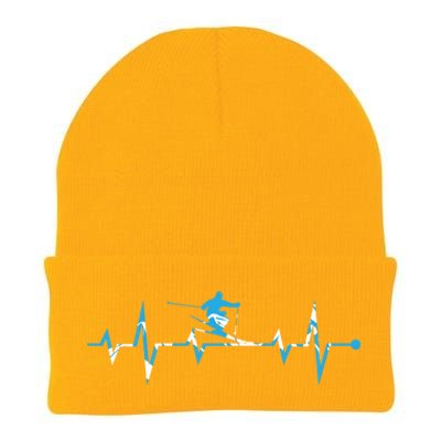 Funny Vintage Ski Heartbeat Skiing Skier Adventure Gifts Knit Cap Winter Beanie