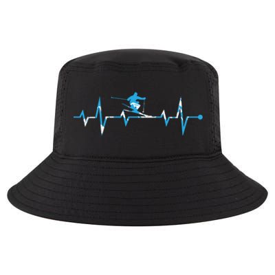 Funny Vintage Ski Heartbeat Skiing Skier Adventure Gifts Cool Comfort Performance Bucket Hat