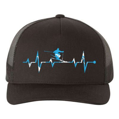 Funny Vintage Ski Heartbeat Skiing Skier Adventure Gifts Yupoong Adult 5-Panel Trucker Hat