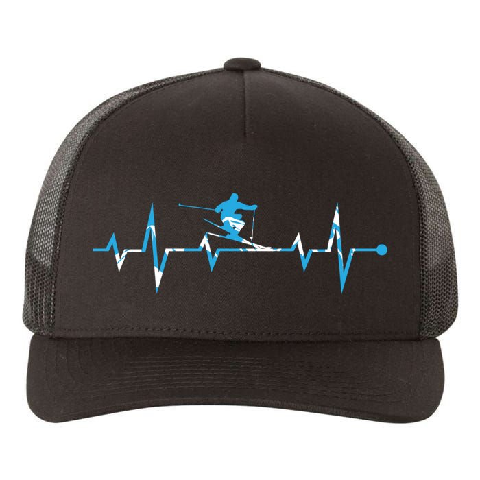 Funny Vintage Ski Heartbeat Skiing Skier Adventure Gifts Yupoong Adult 5-Panel Trucker Hat