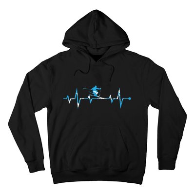 Funny Vintage Ski Heartbeat Skiing Skier Adventure Gifts Hoodie