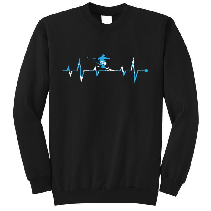 Funny Vintage Ski Heartbeat Skiing Skier Adventure Gifts Sweatshirt