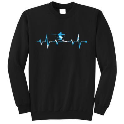 Funny Vintage Ski Heartbeat Skiing Skier Adventure Gifts Tall Sweatshirt