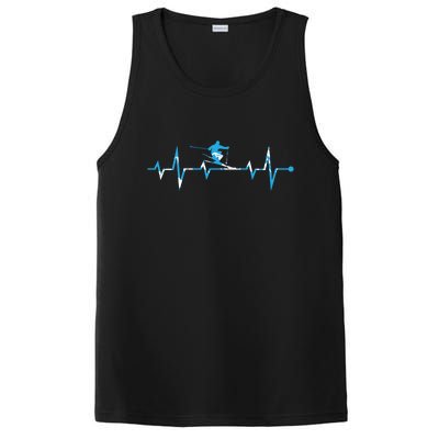 Funny Vintage Ski Heartbeat Skiing Skier Adventure Gifts PosiCharge Competitor Tank