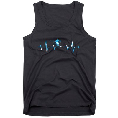 Funny Vintage Ski Heartbeat Skiing Skier Adventure Gifts Tank Top