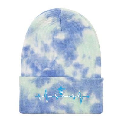 Funny Vintage Ski Heartbeat Skiing Skier Adventure Gifts Tie Dye 12in Knit Beanie