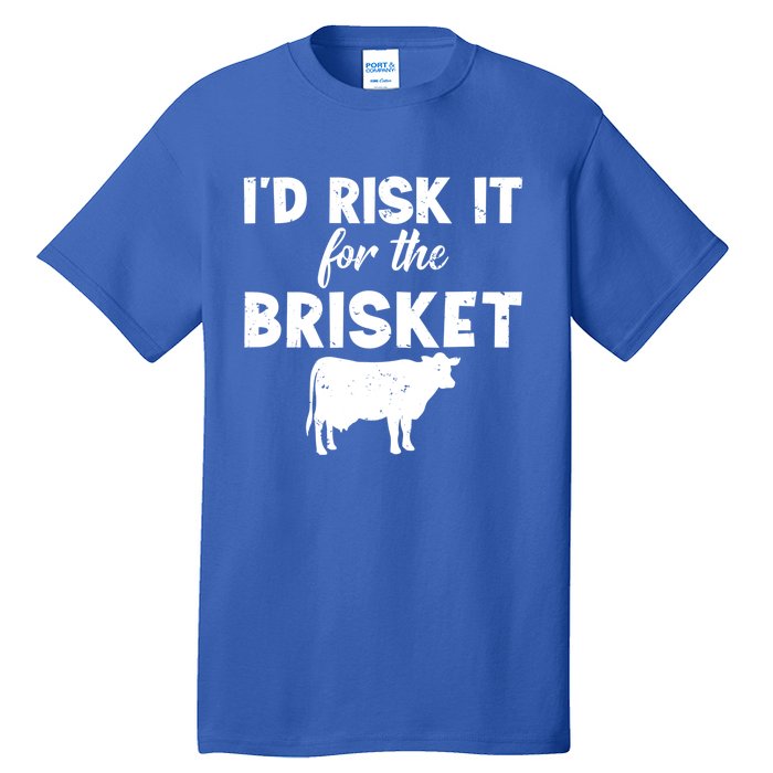 Funny Vintage Smoke Brisket Id Risk It For The Brisket Funny Gift Tall T-Shirt