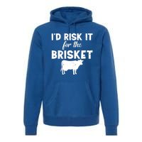 Funny Vintage Smoke Brisket Id Risk It For The Brisket Funny Gift Premium Hoodie