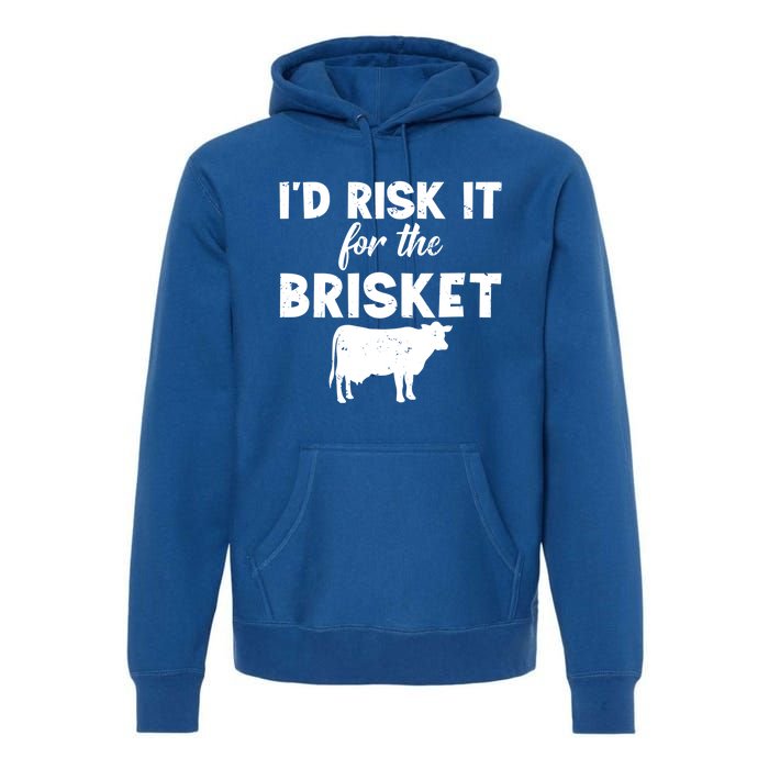 Funny Vintage Smoke Brisket Id Risk It For The Brisket Funny Gift Premium Hoodie