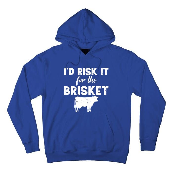 Funny Vintage Smoke Brisket Id Risk It For The Brisket Funny Gift Tall Hoodie