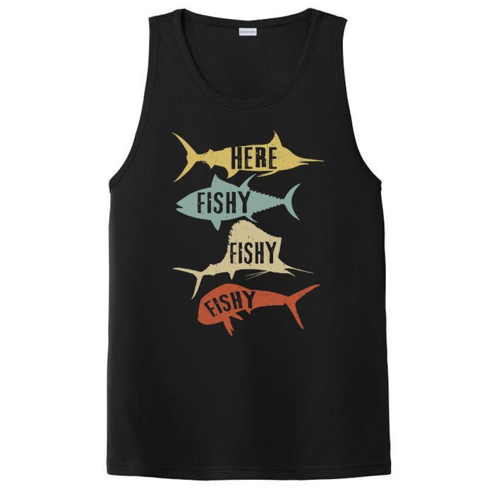 Funny Vintage Saltwater Fishing Here FishyFishy PosiCharge Competitor Tank