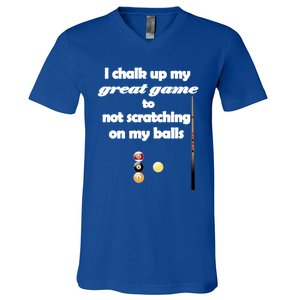 Funny Vulgar Scratching Balls Scratch Pool Billiards Pun Great Gift V-Neck T-Shirt