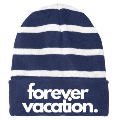 Forever Vacation Summer Break Striped Beanie with Solid Band