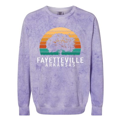 Fayetteville Vintage Sunset Arkansas Souvenir Colorblast Crewneck Sweatshirt