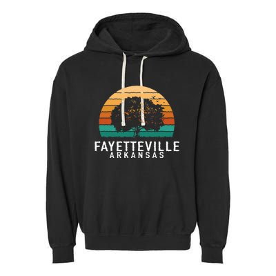 Fayetteville Vintage Sunset Arkansas Souvenir Garment-Dyed Fleece Hoodie