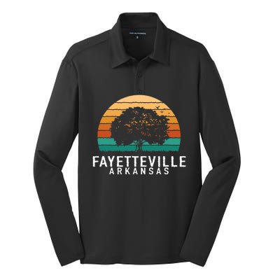 Fayetteville Vintage Sunset Arkansas Souvenir Silk Touch Performance Long Sleeve Polo