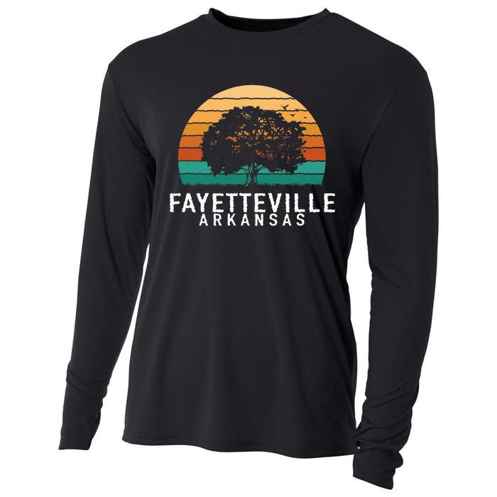 Fayetteville Vintage Sunset Arkansas Souvenir Cooling Performance Long Sleeve Crew