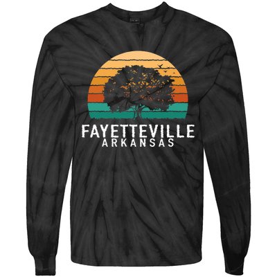 Fayetteville Vintage Sunset Arkansas Souvenir Tie-Dye Long Sleeve Shirt