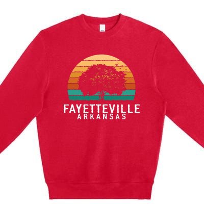 Fayetteville Vintage Sunset Arkansas Souvenir Premium Crewneck Sweatshirt