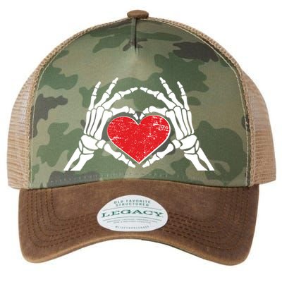Funny Valentine Skeleton Bone Hands Heart Legacy Tie Dye Trucker Hat