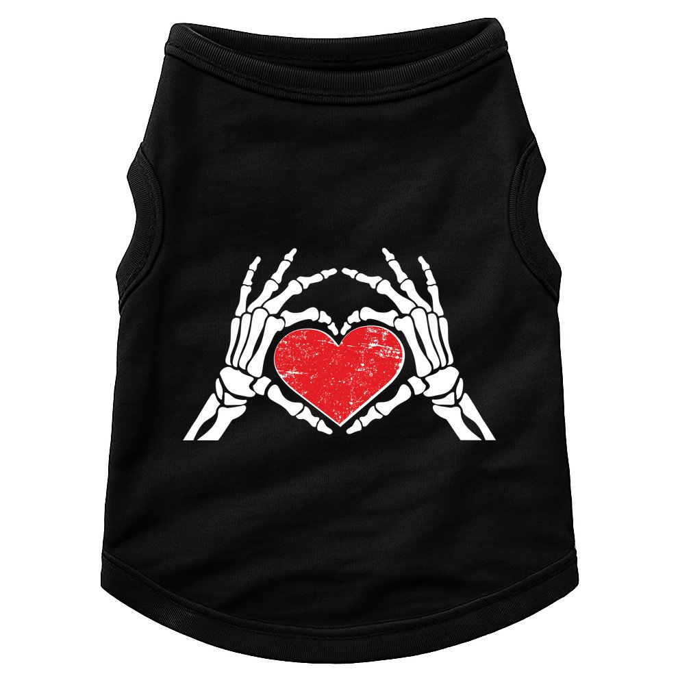 Funny Valentine Skeleton Bone Hands Heart Doggie Tank